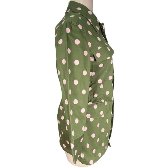 Halogen x Atlantic-Pacific Olive Green Polka Dot Utility Jacket Size Small NWOT - Picture 8 of 14